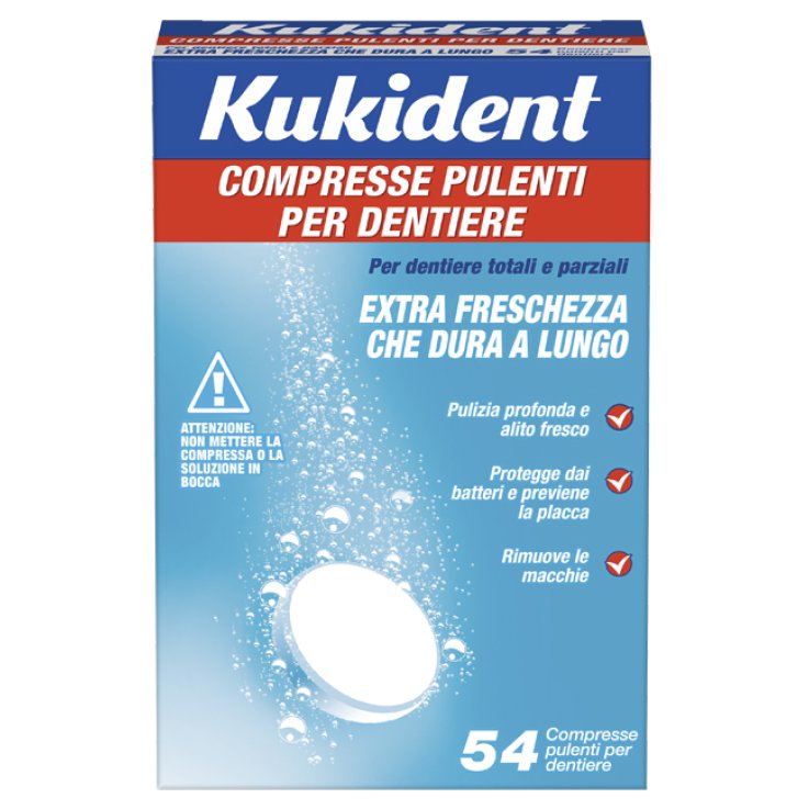 KUKIDENT CLEANSER FRESCH 54 COMPRESSE PULIZIA PROTESI DENTARIE KUKIDENT CLEANSER FRESCH 54 COMPRESSE PULIZIA PROTESI DENTARIE