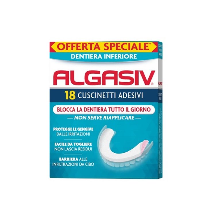 ALGASIV ADESIVO PER PROTESI DENTARIA INFERIORE 15 PEZZI OFFERTA SPECIALE + 3 PEZZI ALGASIV ADESIVO PER PROTESI DENTARIA INFERIORE 15 PEZZI OFFERTA SPECIALE + 3 PEZZI