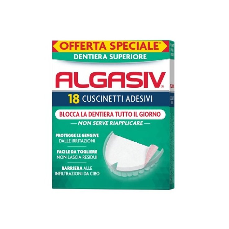 ALGASIV ADESIVO PER PROTESI DENTARIA SUPERIORE 15 PEZZI OFFERTA SPECIALE + 3 PEZZI ALGASIV ADESIVO PER PROTESI DENTARIA SUPERIORE 15 PEZZI OFFERTA SPECIALE + 3 PEZZI