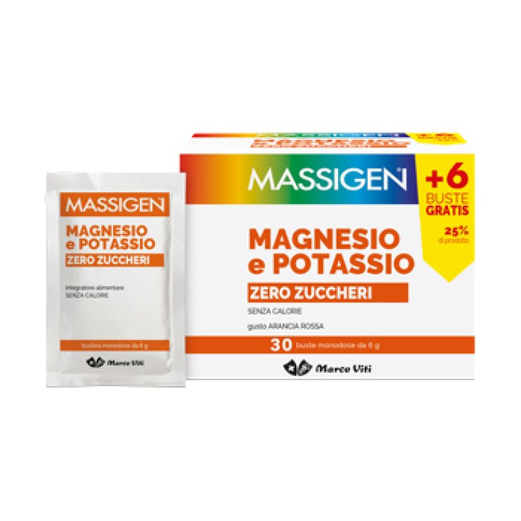 MASSIGEN MAGNESIO E POTASSIO ZERO ZUCCHERI 24 BUSTINE + 6 GRATIS MASSIGEN MAGNESIO E POTASSIO ZERO ZUCCHERI 24 BUSTINE + 6 GRATIS