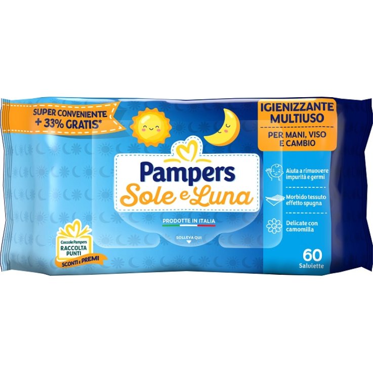 PAMPERS WIPES SOLE & LUNA EFFETTO SPUGNA 60 SALVIETTE