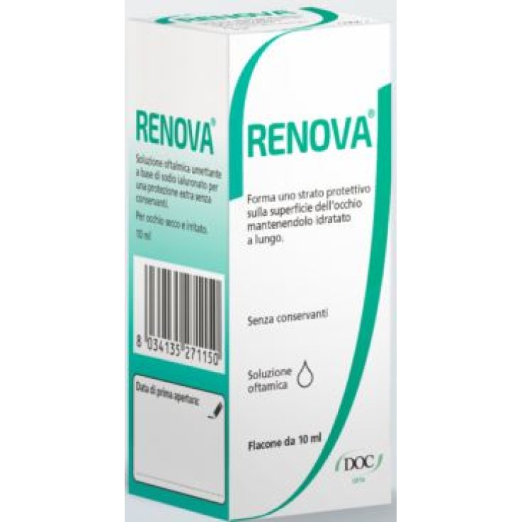 RENOVA COLLIRIO SOSTITUTO LACRIMALE A BASE DI ACIDO IALURONICO 0,4% FLACONE DA 10 ML SENZA CONSERVANTI RENOVA COLLIRIO SOSTITUTO LACRIMALE A BASE DI ACIDO IALURONICO 0,4% FLACONE DA 10 ML SENZA CONSERVANTI