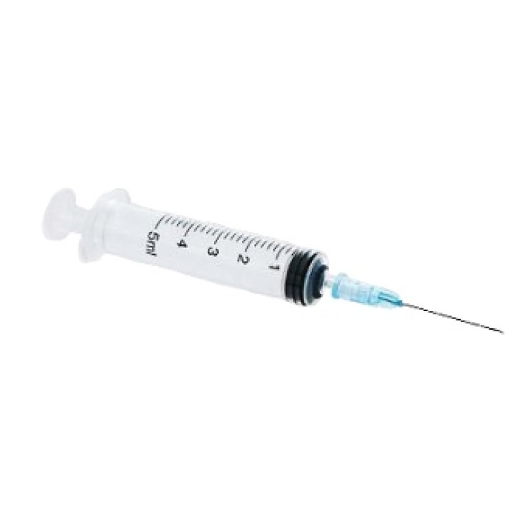 SIRINGA STERILE 5ML CON AGO ULTRASOTTILE E INDOLORE APIROGENA MONOUSO GAUGE 23 INNESTO LUER 1 PEZZO