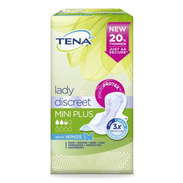 PANNOLONE SAGOMATO TENA DISCREET MINI PLUS WINGS 16 PEZZI PANNOLONE SAGOMATO TENA DISCREET MINI PLUS WINGS 16 PEZZI