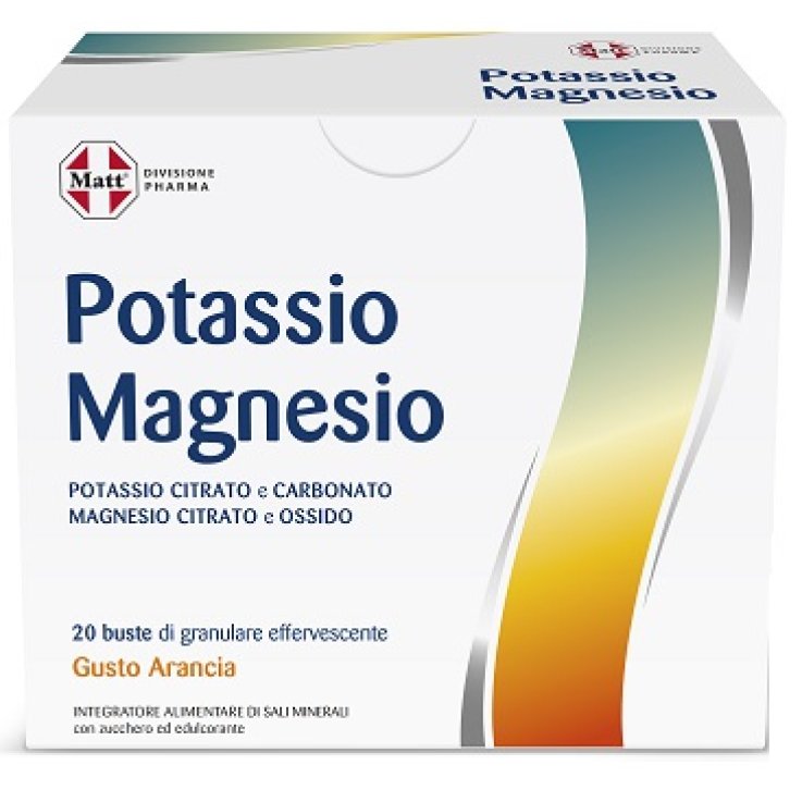 MATT DIVISIONE PHARMA POTASSIO E MAGNESIO 20 BUSTE GRANULAREEFFERVESCENTE GUSTO ARANCIA MATT DIVISIONE PHARMA POTASSIO E MAGNESIO 20 BUSTE GRANULAREEFFERVESCENTE GUSTO ARANCIA