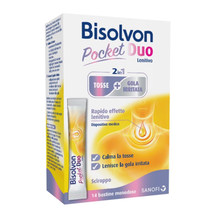 BISOLVON DUO POCKET LENITIVO TOSSE + GOLA IRRITATA A BASE DIMIELE E ALTEA 14 BUSTINE MONODOSE 10 ML BISOLVON DUO POCKET LENITIVO TOSSE + GOLA IRRITATA A BASE DIMIELE E ALTEA 14 BUSTINE MONODOSE 10 ML