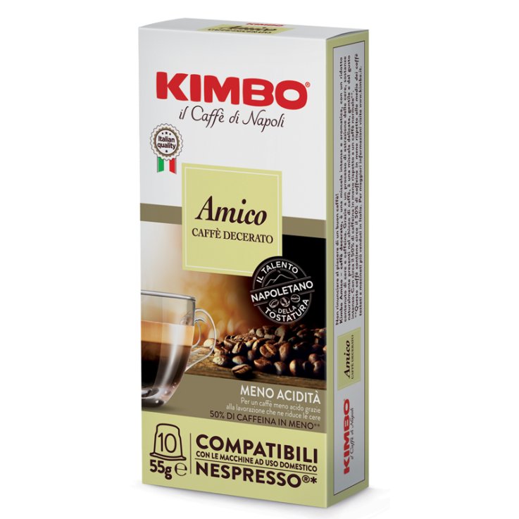 KIMBO AMICO CAFFE' TORREFATTO DECERATO E MACERATO 10 CAPSULECOMPATIBILI NESPRESSO 5,5 G