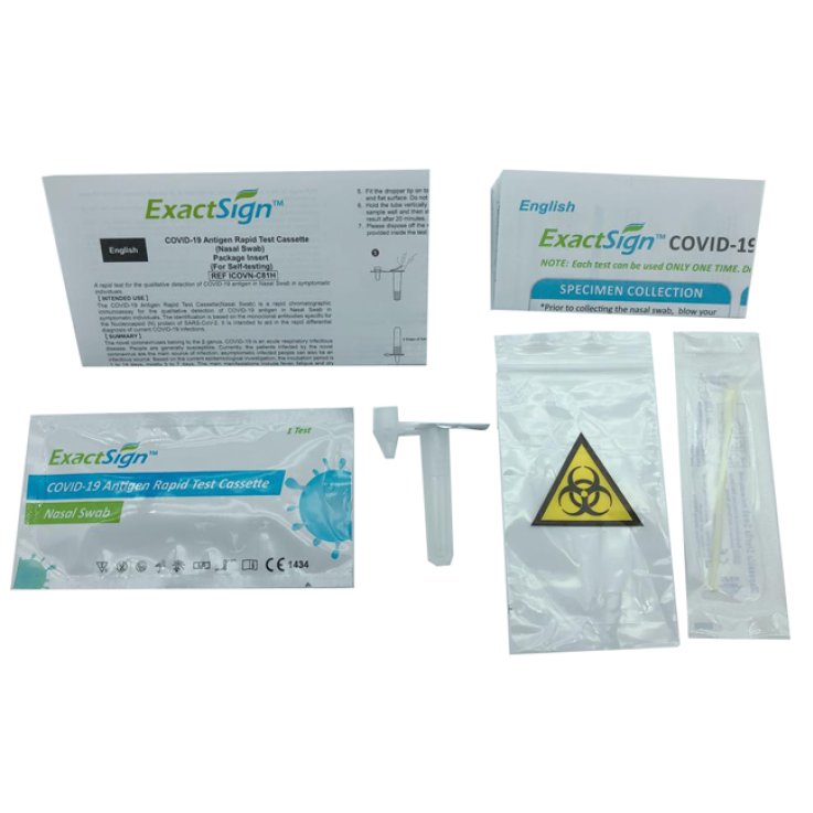 TEST ANTIGENICO RAPIDO COVID-19 EXACTSIGN AUTODIAGNOSTICO DETERMINAZIONE QUALITATIVA ANTIGENI SARS-COV-2 IN TAMPONI NASALI MEDIANTE IMMUNOCROMATOGRAFIA