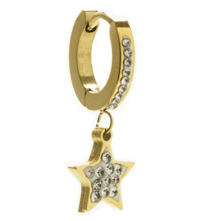 ORECCHINO HOOP PENDENTE STELLA ORO STRASS ORECCHINO HOOP PENDENTE STELLA ORO STRASS