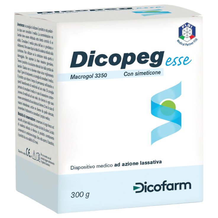 POLIMERO INERTE IDROSOLUBILE MACROGOL 3350 DICOPEG ESSE CONSIMETICONE PER TRATTAMENTO STIPSI POLVERE 300 G POLIMERO INERTE IDROSOLUBILE MACROGOL 3350 DICOPEG ESSE CONSIMETICONE PER TRATTAMENTO STIPSI POLVERE 300 G