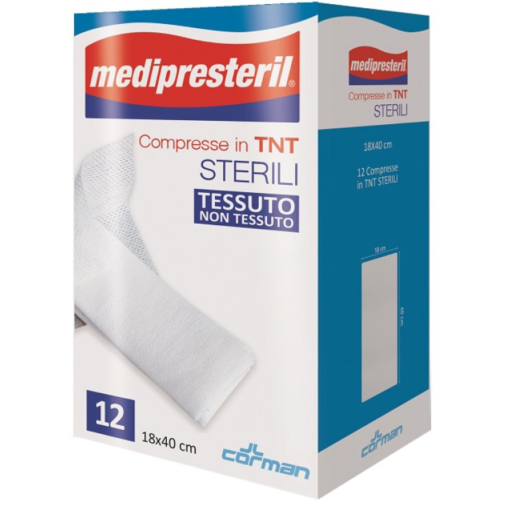 COMPRESSE STERILI TNT MEDIPRESTERIL 18X40 CM 12 PEZZI COMPRESSE STERILI TNT MEDIPRESTERIL 18X40 CM 12 PEZZI