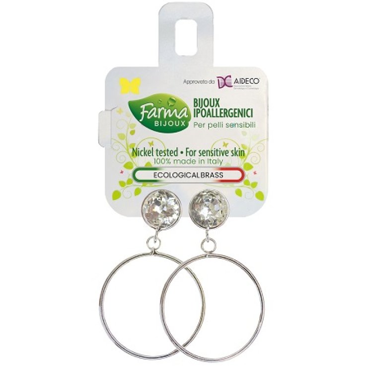 ORECCHINO CERCHIO PENDENTE CON CRISTALLO BIANCO ORECCHINO CERCHIO PENDENTE CON CRISTALLO BIANCO