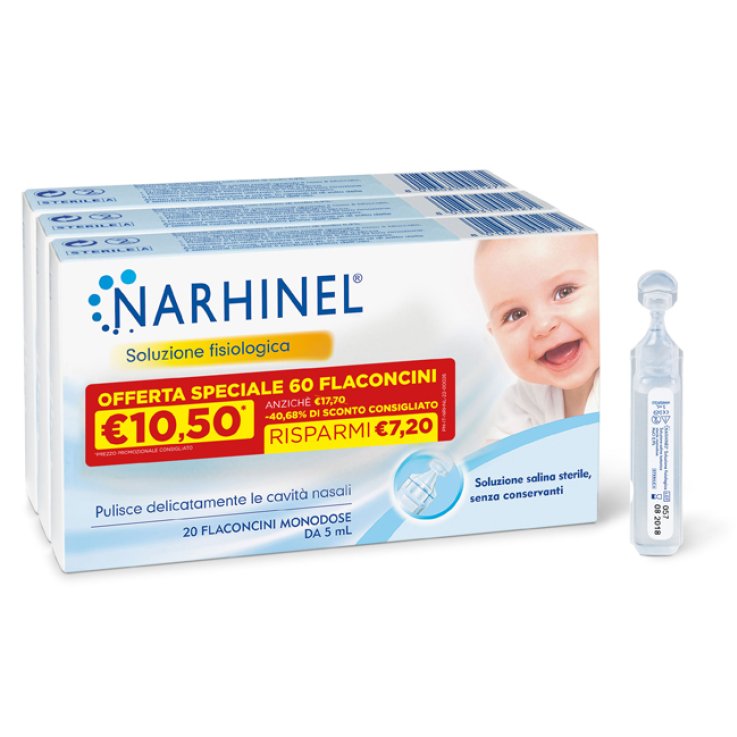 SOLUZIONE FISIOLOGICA NARHINEL 3 PACK PROMO 2022 DA 20 FLACONCINI DA 5 ML SOLUZIONE FISIOLOGICA NARHINEL 3 PACK PROMO 2022 DA 20 FLACONCINI DA 5 ML