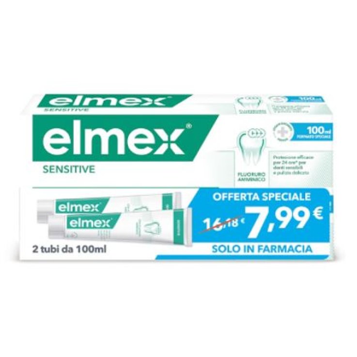 ELMEX DENTIFRICIO SENSITIVE TAGLIO PREZZO 2 PEZZI DA 100 ML ELMEX DENTIFRICIO SENSITIVE TAGLIO PREZZO 2 PEZZI DA 100 ML