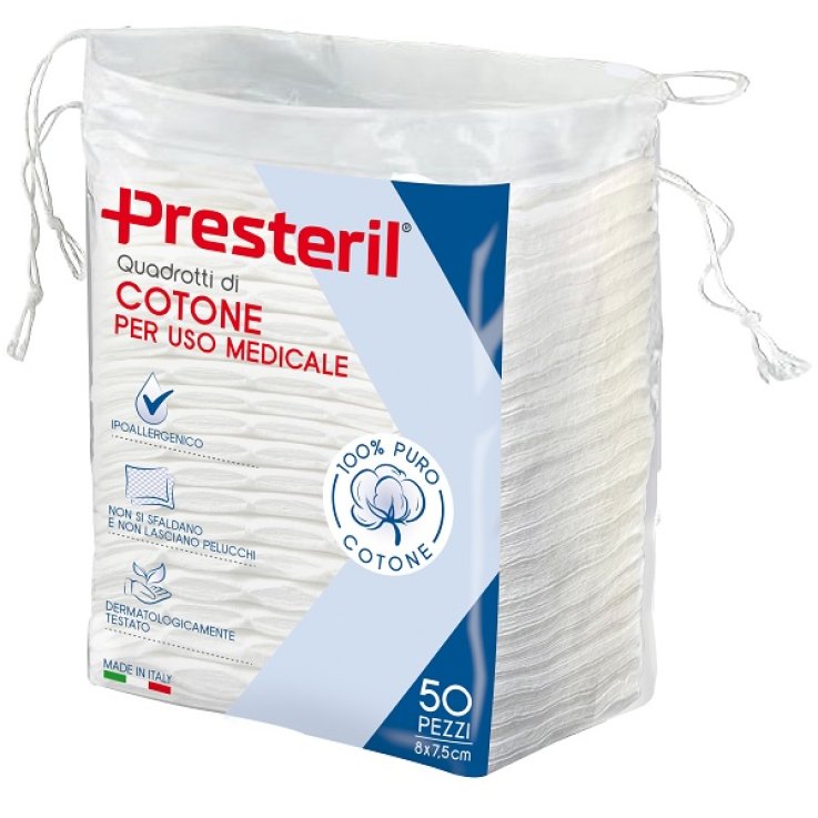 QUADROTTI COTONE IDROFILO PRESTERIL 8X7,5 CM 50 PEZZI QUADROTTI COTONE IDROFILO PRESTERIL 8X7,5 CM 50 PEZZI
