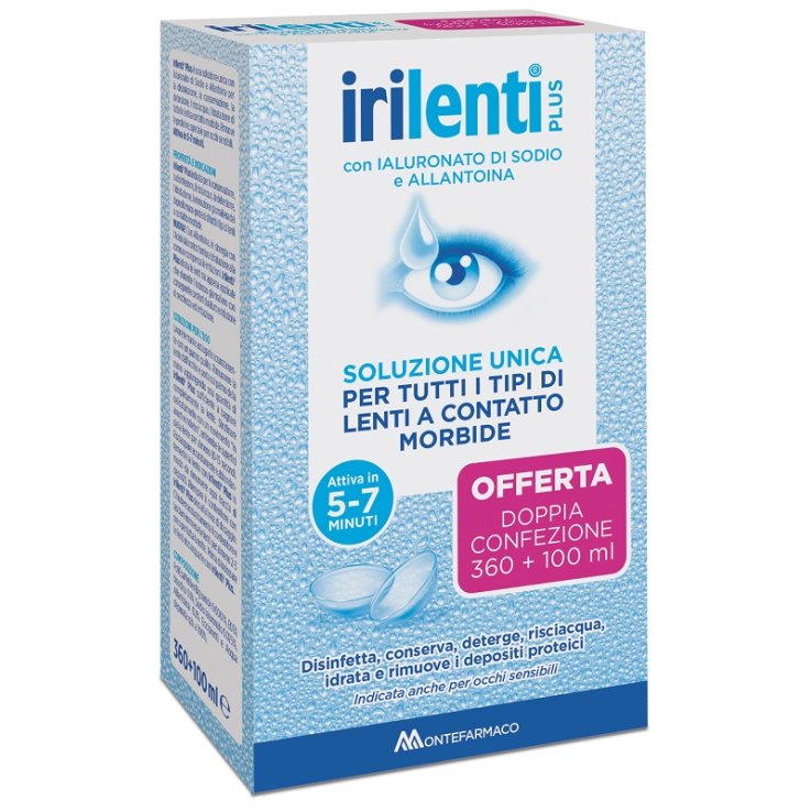 SOLUZIONE UNICA PER LENTI A CONTATTO IRILENTI 2 PEZZI 360 ML+ 100 ML SOLUZIONE UNICA PER LENTI A CONTATTO IRILENTI 2 PEZZI 360 ML+ 100 ML