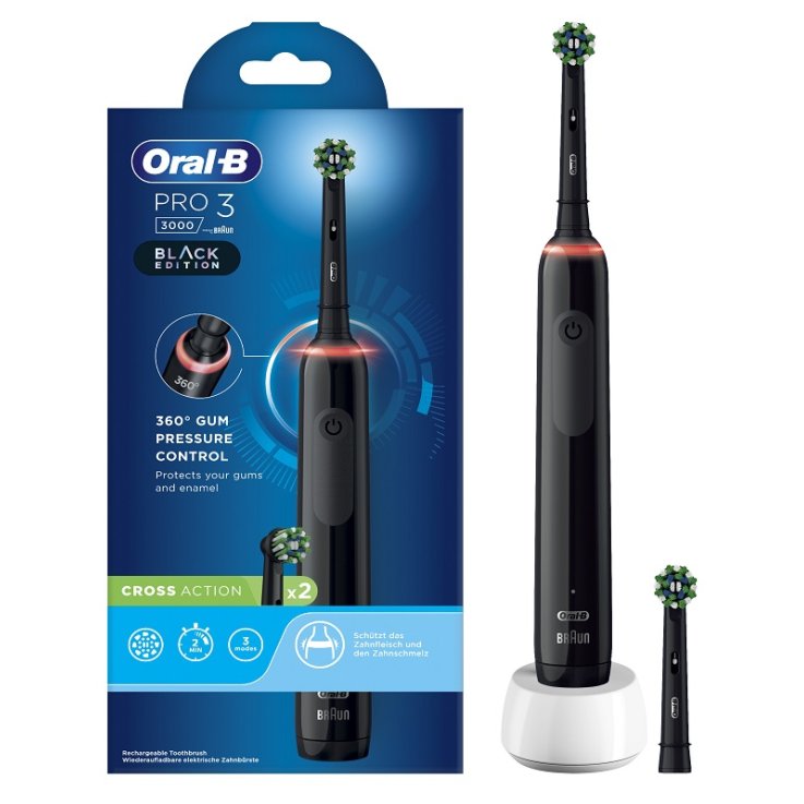 ORAL-B PRO 3 BLACK SPAZZOLINO ELETTRICO + 2 REFILL ORAL-B PRO 3 BLACK SPAZZOLINO ELETTRICO + 2 REFILL
