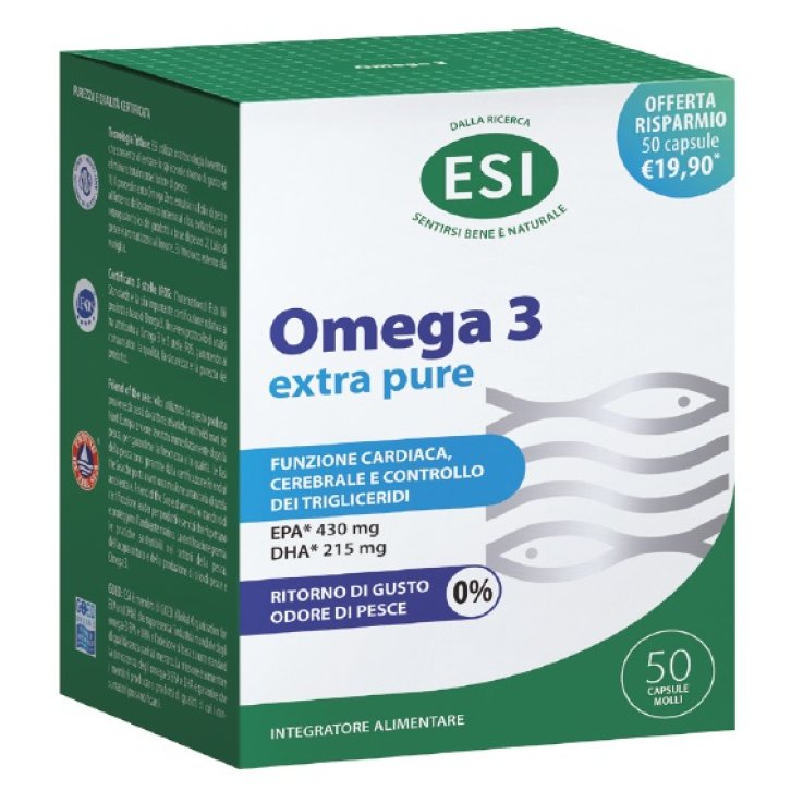ESI OMEGA 3 EXTRA PURE 50 CAPSULE MOLLI OFFERTA SENZA GLUTINE ESI OMEGA 3 EXTRA PURE 50 CAPSULE MOLLI OFFERTA SENZA GLUTINE