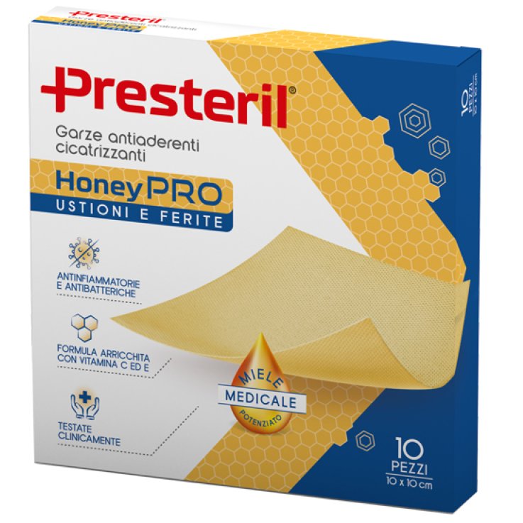 GARZA ANTIADERENTE CICATRIZZANTE PRESTERIL HONEYPRO 10X10 CM10 PEZZI GARZA ANTIADERENTE CICATRIZZANTE PRESTERIL HONEYPRO 10X10 CM10 PEZZI