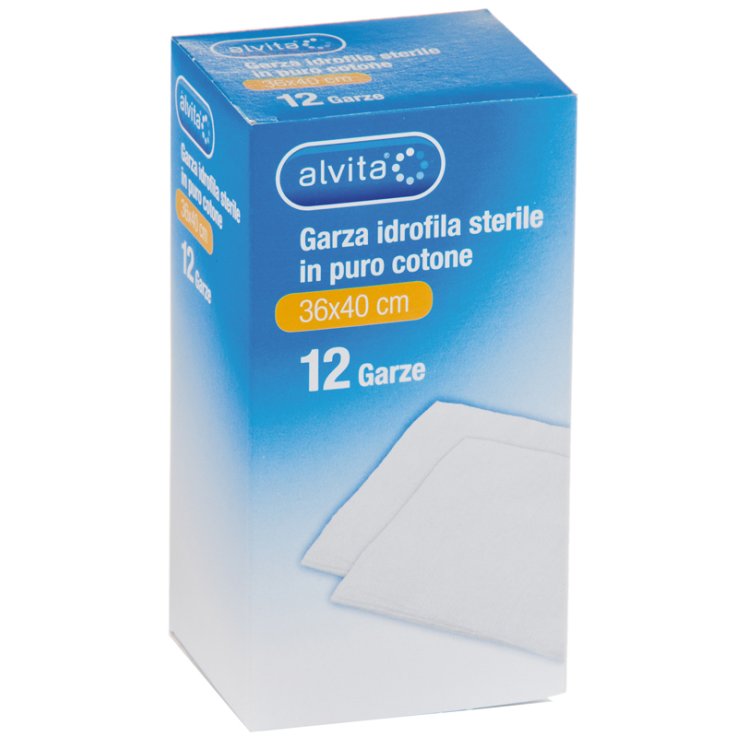 GARZA IDROFILA IN PURO COTONE ALVITA 36X40CM 12 PEZZI