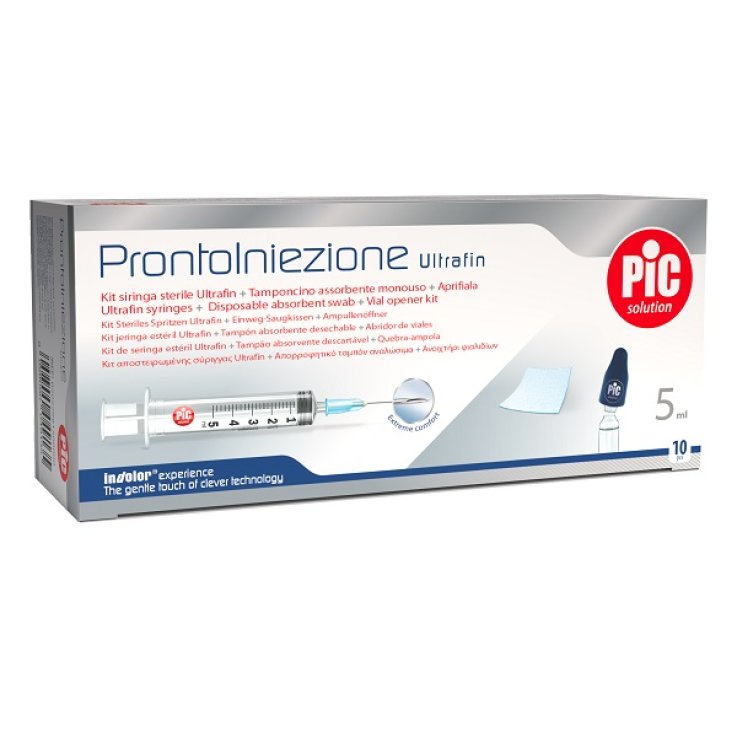 PRONTOINIEZIONE ULTRAFIN KIT SIRINGA STERILE 5 ML GAUGE 23 10 PEZZI + TAMPONCINO ASSORBENTE MONOUSO + APRIFIALA PRONTOINIEZIONE ULTRAFIN KIT SIRINGA STERILE 5 ML GAUGE 23 10 PEZZI + TAMPONCINO ASSORBENTE MONOUSO + APRIFIALA