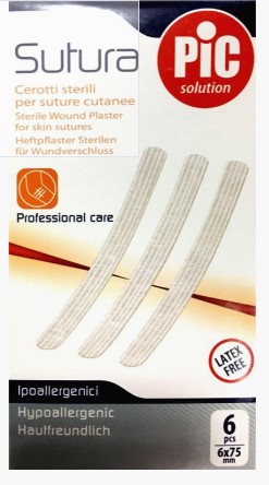 CEROTTO PER SUTURA PIC SOLUTION 6 X 75 MM 6 PEZZI - Farmapanda Srl
