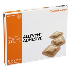 MEDICAZIONE IDROCELLULARE ADESIVA STERILE ALLEVYN ADHESIVE ALTAMENTE ASSORBENTE IN SCHIUMA DI POLIURETANO A STRUTTURA TRISTRATIFICATA 7,5X7,5CM 3 PEZZI - Farmapanda Srl