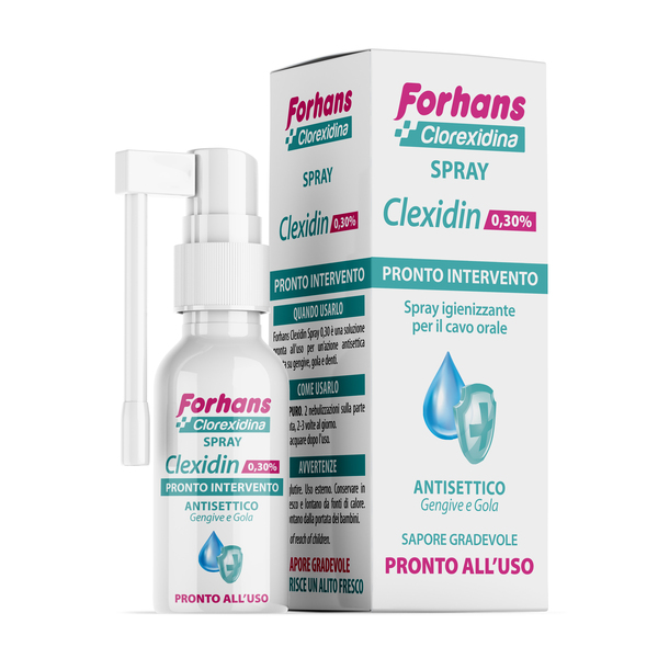 COLLUTORIO SPRAY CON CLOREXIDINA FORHANS CLEXIDIN 50ML - Farmapanda Srl