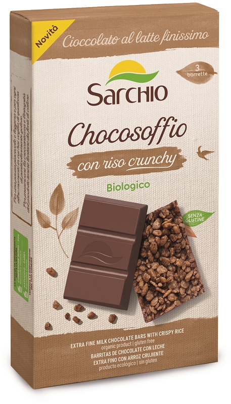 CHOCOSOFFIO BARRETTA CIOCCOLATO LATTE FINISSIMO E RISO CROCCANTE 3 PEZZI DA 25 G - Farmapanda Srl