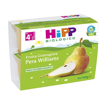HIPP BIO HIPP BIO FRUTTA GRATTUGGIATA PERA WILLIAMS 4X100 G - Farmapanda Srl