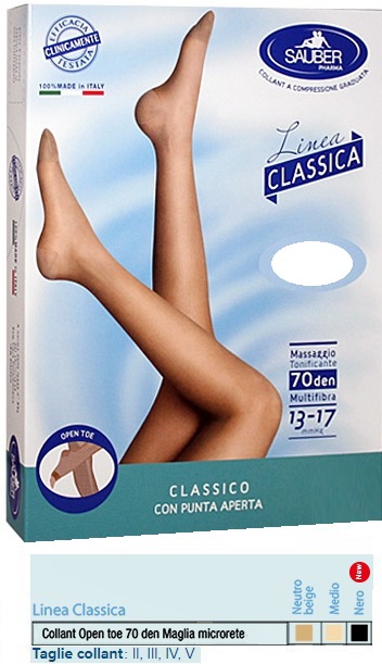 SAUBER COLLANT OPEN TOE MAGLIA MICRORETE 70 DEN COLORE NEUTRO BEIGE 3 LINEA CLASSICA - Farmapanda Srl