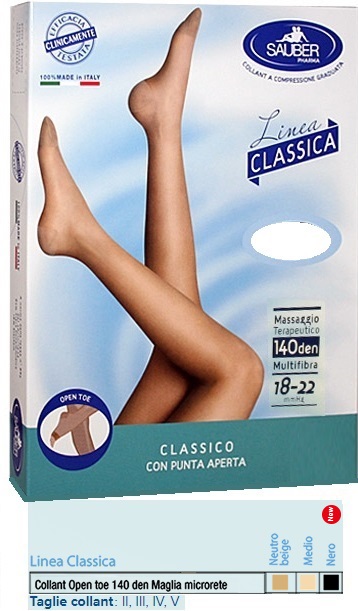 SAUBER COLLANT OPEN TOE MAGLIA MICRORETE 140 DEN COLORE MEDIO 5 LINEA CLASSICA - Farmapanda Srl