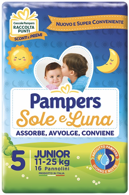 PANNOLINO PER BAMBINO PAMPERS SOLE & LUNA FLASH JUNIOR 16 PEZZI - Farmapanda Srl
