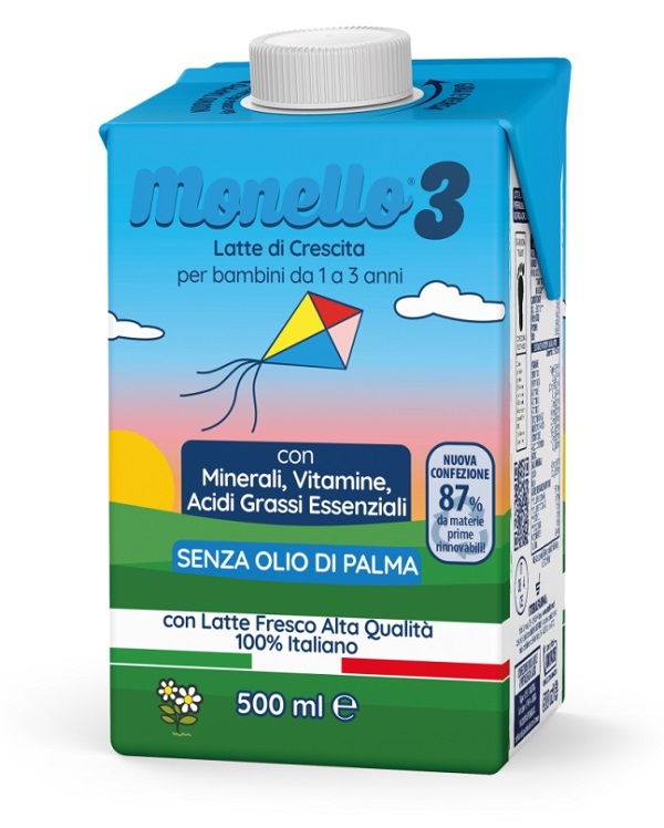 MONELLO 3 FORMULA PER LA CRESCITA A BASE DI LATTE PER BAMBINI DA 1 A 3 ANNI LIQUIDO 500 ML - Farmapanda Srl