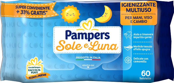 PAMPERS WIPES SOLE & LUNA EFFETTO SPUGNA 60 SALVIETTE - Farmapanda Srl