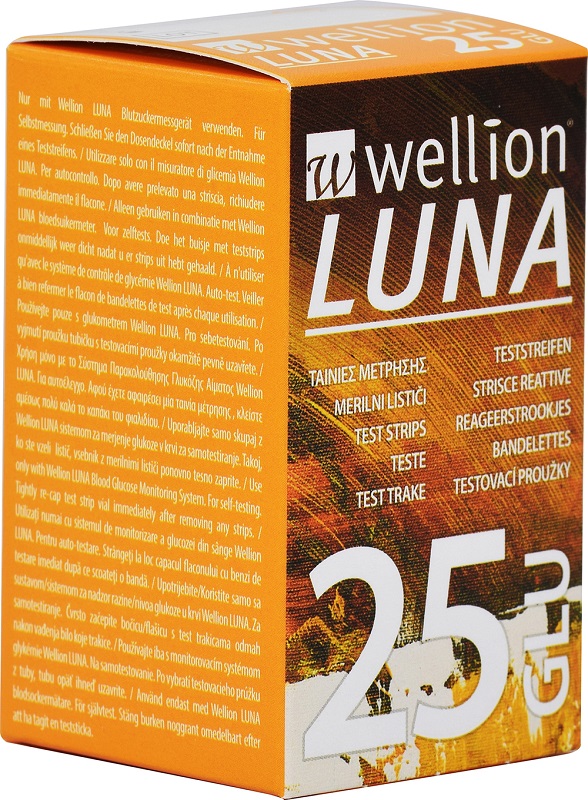 WELLION LUNA 25 STRIPS STRISCE PER MISURAZIONE GLICEMIA - Farmapanda Srl
