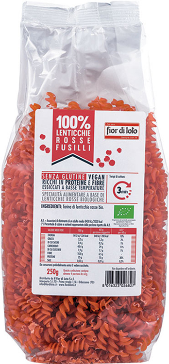 FUSILLI DI LENTICCHIE ROSSE BIO 250 G - Farmapanda Srl