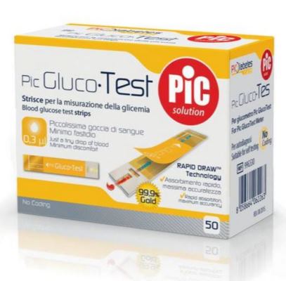 STRISCE MISURAZIONE GLICEMIA PIC GLUCOTEST 50 PEZZI - Farmapanda Srl