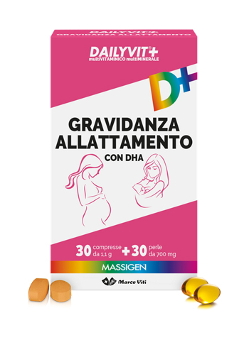 MASSIGEN GRAVIDANZA ALLATTAMENTO CON ACIDO FOLICO MULTIVITAMINICO E MULTIMINERALE 30 COMPRESSE RIVESTITE DA 1,1 G + 30 PERLE DA 700 MG - Farmapanda Srl