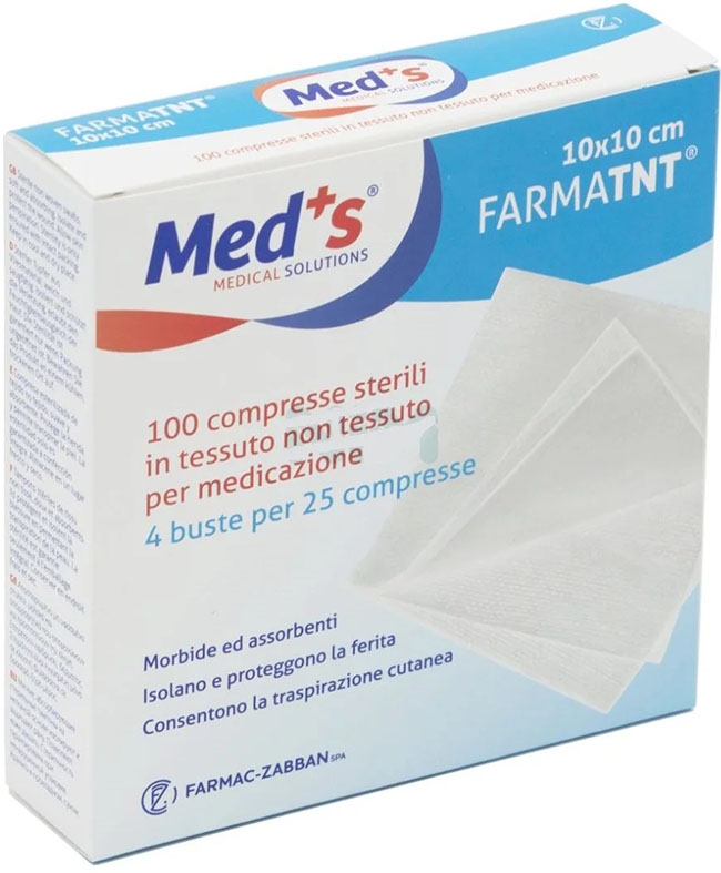 GARZA COMPRESSA MEDS TESSUTO NON TESSUTO 10X10CM 100 PEZZI - Farmapanda Srl