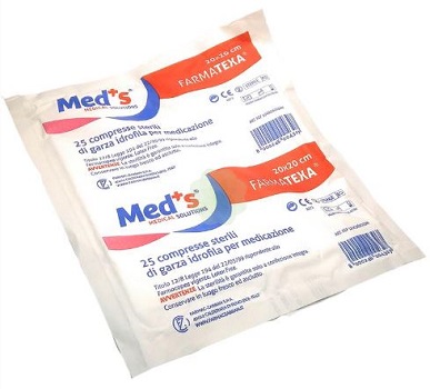 GARZA COMPRESSA IDROFILA MEDS FARMATEXA 12/8 20X20CM 25 PEZZI - Farmapanda Srl