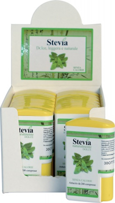 STEVIA EDULCORANTE 200 COMPRESSE DISPLAY CONTENENTE 14 DISPENSER - Farmapanda Srl