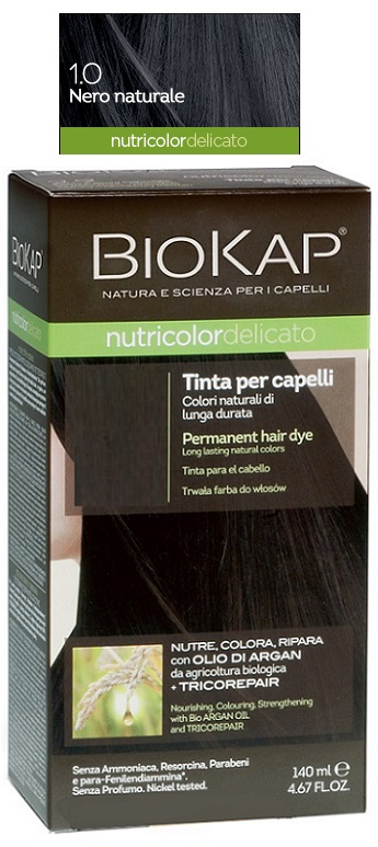 BIOKAP NUTRICOLOR DELICATO 1,0 NERO NATURALE TINTA TUBO + FLACONE - Farmapanda Srl