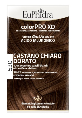 EUPHIDRA COLORPRO XD 530 CASTANO CHIARO DORATO GEL COLORANTE CAPELLI IN FLACONE + ATTIVANTE + BALSAMO + GUANTI - Farmapanda Srl