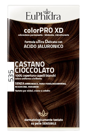 EUPHIDRA COLORPRO XD 535 CASTANO CIOCCOLATO GEL COLORANTE CAPELLI IN FLACONE + ATTIVANTE + BALSAMO + GUANTI - Farmapanda Srl