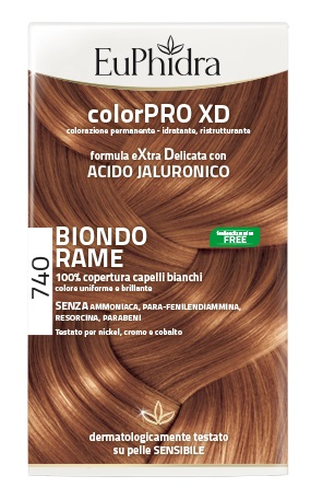 EUPHIDRA COLORPRO XD 740 BIONDO RAME GEL COLORANTE CAPELLI IN FLACONE + ATTIVANTE + BALSAMO + GUANTI - Farmapanda Srl
