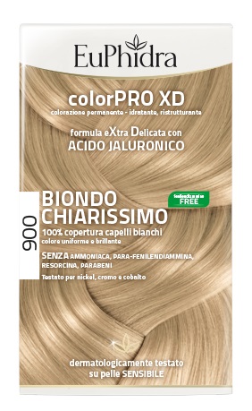 EUPHIDRA COLORPRO XD 900 BIONDO CHIARISSIMO GEL COLORANTE CAPELLI IN FLACONE + ATTIVANTE + BALSAMO + GUANTI - Farmapanda Srl