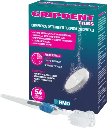 GRIPDENT TABS 54 COMPRESSE + SPAZZOLINO PULITORE - Farmapanda Srl