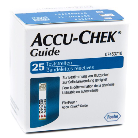 STRISCE MISURAZIONE GLICEMIA ACCU-CHEK GUIDE 25 PEZZI CONFEZIONE RETAIL - Farmapanda Srl