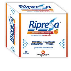 RIPRESA 30BUST 10G INTEGRATORE ALIMENTARE DI MAGNESIO E POTASSIO BUSTINE EFFERVESCENTI UTILE NEGLI STATI DI STANCHEZZA - Farmapanda Srl